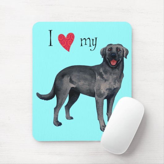 Ich Liebe mein schwarzes Labor Mousepad (Mit Mouse)