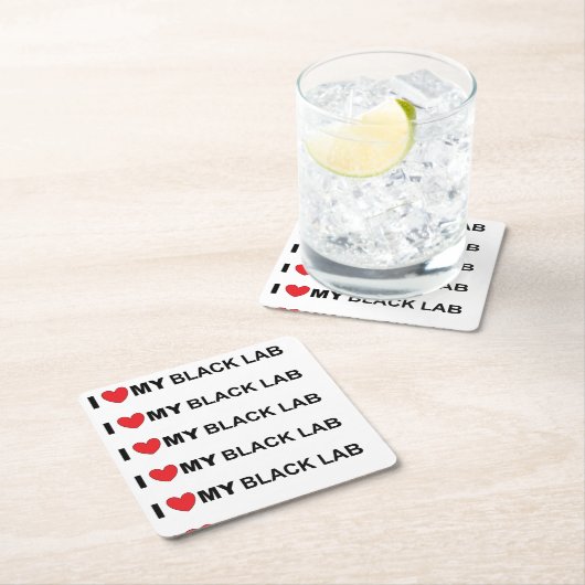 Ich Liebe mein schwarzes Labor Rechteckiger Pappuntersetzer (Vor Ort)
