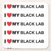 Ich Liebe mein schwarzes Labor Rechteckiger Pappuntersetzer (Vorderseite)