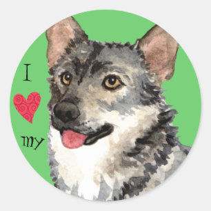 Ich Liebe mein schwedisches Vallhund Runder Aufkleber