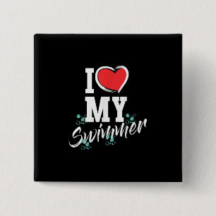 Ich Liebe mein schwimmendes Schwimmerschwimmteam M Button
