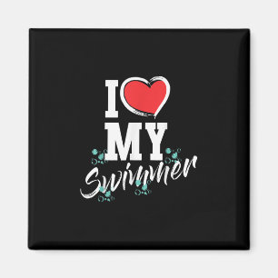 Ich Liebe mein schwimmendes Schwimmerschwimmteam M Magnet