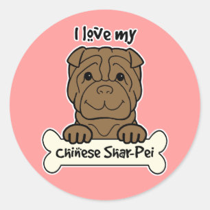 Ich Liebe mein Shar-Pei Runder Aufkleber