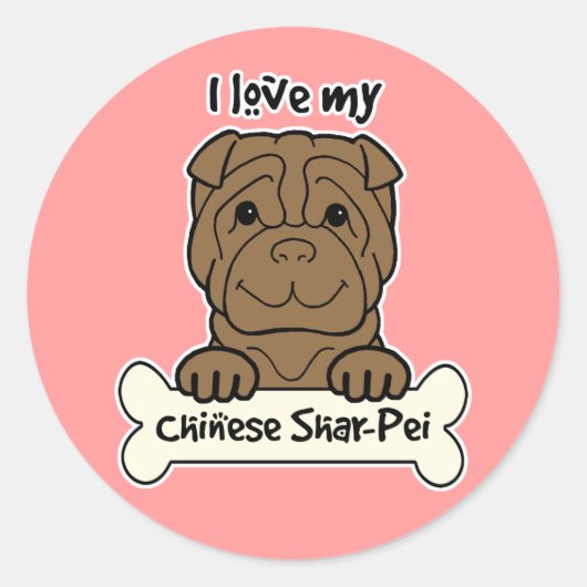 Ich Liebe mein Shar-Pei Runder Aufkleber (Vorderseite)