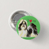 Ich Liebe mein Shih Tzu Button (Vorne & Hinten)