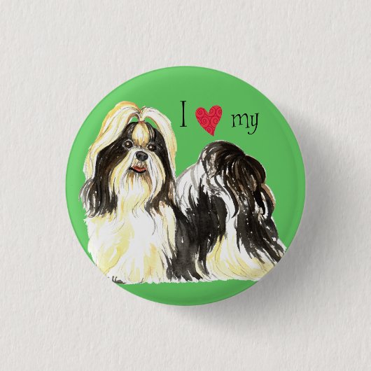 Ich Liebe mein Shih Tzu Button (Vorderseite)