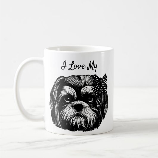 Ich Liebe Mein Shih Tzu Hund mit Bogen Original Ar Kaffeetasse (Links)