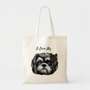 Ich Liebe Mein Shih Tzu Hund mit Bogen Original Ar Tragetasche