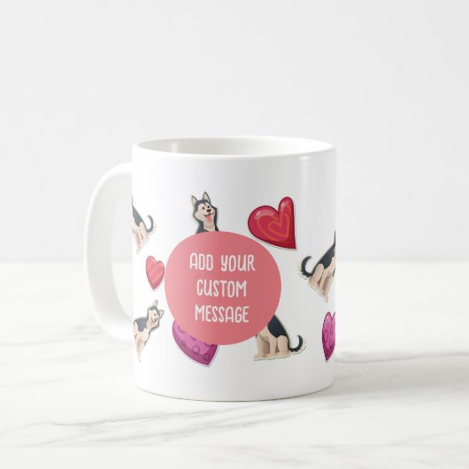 Ich Liebe mein sibirischer Huskhund Pet Glash Herz Kaffeetasse (Vorderseite Links)