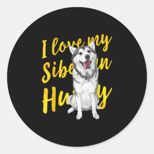 Ich Liebe mein sibirischer Husky   Snow Dog Lover  Runder Aufkleber
