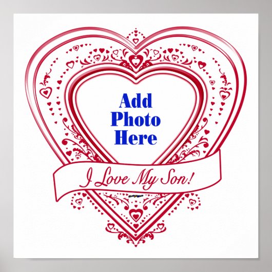 Ich Liebe mein Sohn! Foto Red Hearts Poster (Vorne)