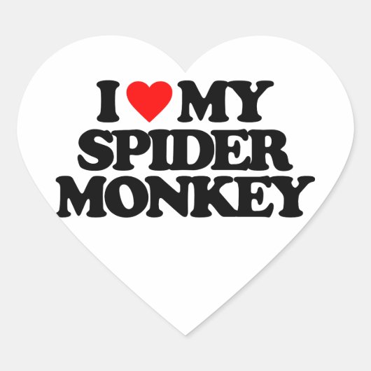 ICH LIEBE MEIN SPIDER-MONKEY Herz-Aufkleber (Vorderseite)