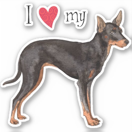 Ich Liebe mein Spielzeug Manchester Terrier Vinyl Aufkleber (Vorderseite)