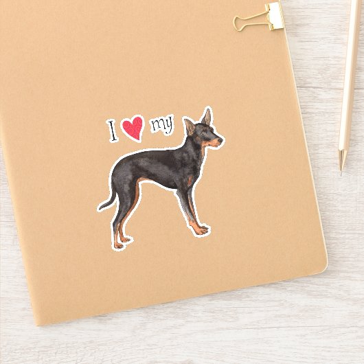 Ich Liebe mein Spielzeug Manchester Terrier Vinyl Aufkleber (Notizbuch)