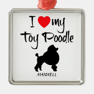 Ich Liebe mein Spielzeug Poodle Hund Ornament Aus Metall