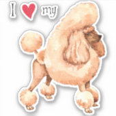 Ich Liebe mein Spielzeug Poodle Vinyl Sticker (Vorderseite)