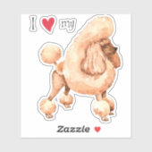 Ich Liebe mein Spielzeug Poodle Vinyl Sticker (Blatt)