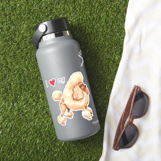 Ich Liebe mein Spielzeug Poodle Vinyl Sticker (HydroFlask Insitu)