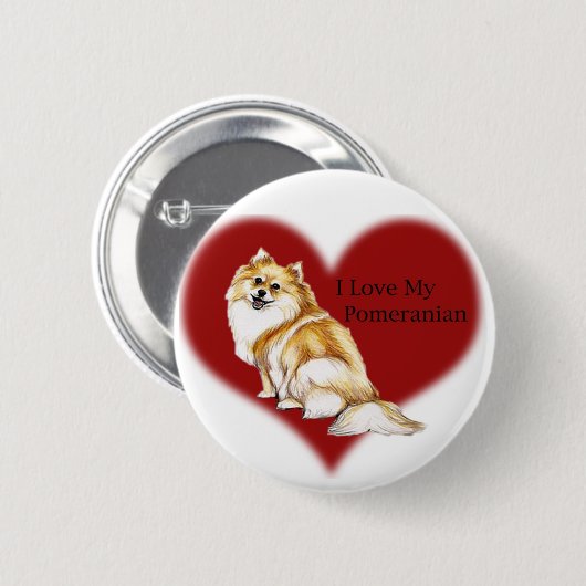 "Ich Liebe mein Spitz-" Hundekunst-Knopf Button (Vorne & Hinten)