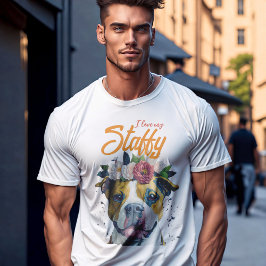 Ich Liebe mein Staffy, Hund in Blume Personalisier T-Shirt