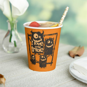 Ich Liebe mein Stamm Funny Monster Familie Hallowe Pappbecher