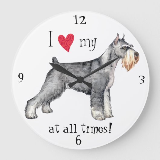 Ich Liebe mein Standard Schnauzer Große Wanduhr (Vorderseite)