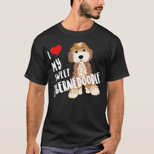 Ich Liebe mein süß Darling Bernedoodle Hund Funny  T-Shirt (Vorderseite)