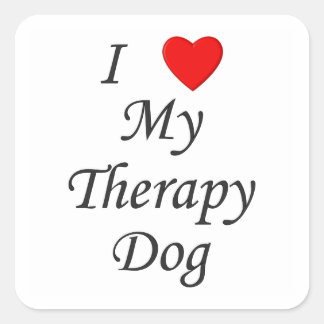 Ich Liebe mein Therapiehund Quadratischer Aufkleber