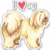 Ich Liebe mein Tibeter Terrier Vinyl Sticker (Vorderseite)