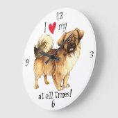 Ich Liebe mein tibetischer Spanier Große Wanduhr (Winkel)
