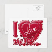 Ich Liebe Mein Vater rot - Herz Postkarte (Vorne/Hinten)