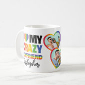 Ich Liebe mein verrückter Freund 2 Foto lgbtq+ Reg Kaffeetasse (Vorderseite Links)