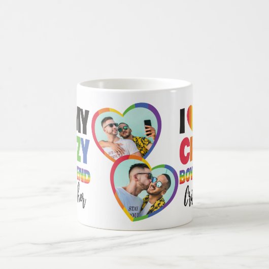 Ich Liebe mein verrückter Freund 2 Foto lgbtq+ Reg Kaffeetasse (Mittel)
