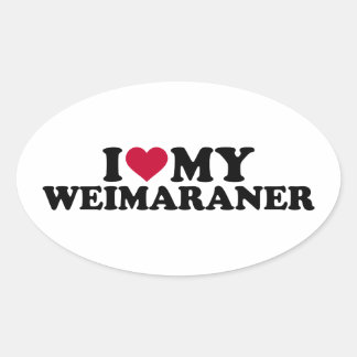 Ich Liebe mein Weimaraner Ovaler Aufkleber