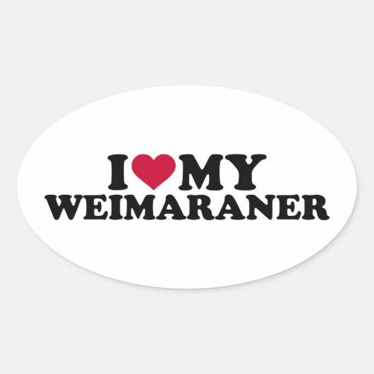 Ich Liebe mein Weimaraner Ovaler Aufkleber (Vorderseite)