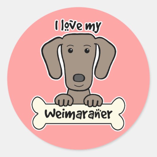 Ich Liebe mein Weimaraner Runder Aufkleber (Vorderseite)