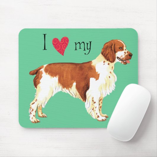 Ich Liebe mein Welsh Springer Spaniel Mousepad (Mit Mouse)