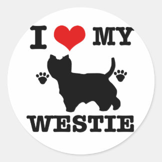 Ich Liebe mein Westie Runder Aufkleber