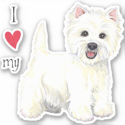 Ich Liebe mein Westie Vinyl Sticker (Vorderseite)