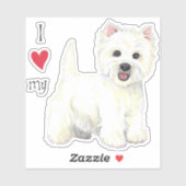 Ich Liebe mein Westie Vinyl Sticker (Blatt)