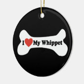 Ich Liebe mein Whippet - Hundeknochen Keramikornament (Links)