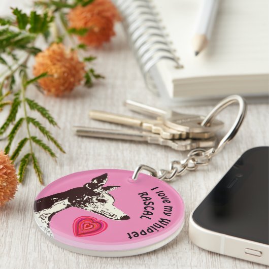Ich Liebe mein Whippet-Schlüsselanhänger Schlüsselanhänger (Vorderseite rechts)