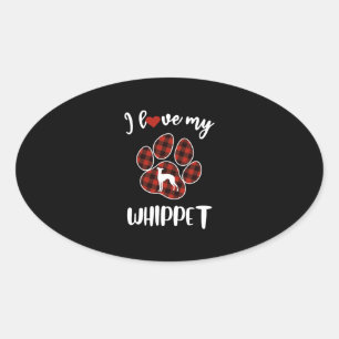 Ich Liebe mein Whippet Valentine Hund Lover T - Sh Ovaler Aufkleber