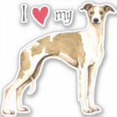Ich Liebe mein Whippet Vinyl Sticker (Vorderseite)