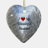 Ich Liebe mein wunderbarer Mann - Schneewintertag Keramikornament (Rechts)