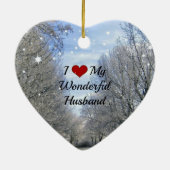 Ich Liebe mein wunderbarer Mann - Schneewintertag Keramikornament (Hinten)