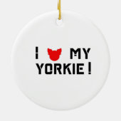 Ich Liebe mein Yorkie Typografy Design Keramik Ornament (Hinten)