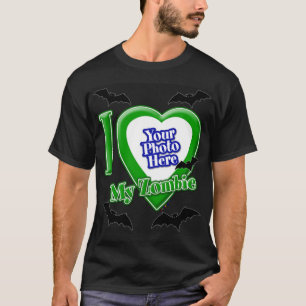 Ich Liebe mein Zombie mit Ihrem Foto mit Fledermäu T-Shirt