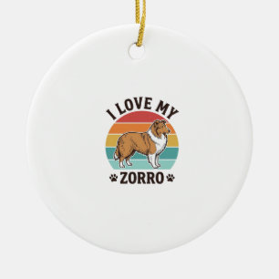 Ich liebe mein Zorro Vintage-Hundeliebhaber-Design Keramik Ornament