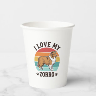 Ich liebe mein Zorro Vintage-Hundeliebhaber-Design Pappbecher